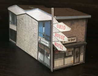 Make your own free 3D printable HO scale model Ohio House Motel & Restaurant for your HO scale model railroading train set adventure. Download your free 3D paper model Ohio House Motel & Restaurant for your HO scale model train set. All you need to do is print your 3D printable paper Ohio House Motel & Restaurant model then cut your model out fold, glue and place your 3D paper model on your model railroad.