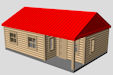 Download the .stl file and 3D Print your own Log Cabin, House N scale model for your model train set.