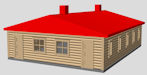 Download the .stl file and 3D Print your own Log Cabin, House N scale model for your model train set.