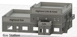 Download the .stl file and 3D Print your own Gas Station Restaurant Hotel N scale model for your model train set.