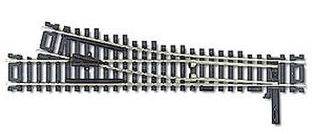 Atlas HO CODE 100 MARK IV TURNOUT RIGHT Item # 0282. HO Code 100 with black ties and nickel silver rail. Custom-Line Turnouts have metal frogs that can be powered if necessary. NOTE: A Snap-Switch and a #4 Custom-line Turnout are not interchangeable in Atlas layout plans.