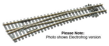 Peco SL-96 Medium Radius Streamline Insulfrog Left Hand Turnout Item # SL-96. Nominal radius 914mm, angle 12 degrees, length 219mm. Most Streamline turnouts (points) are available with 'dead' frogs - Insulfrog or 'live' frogs - Electrofrog. For a description of the two types and wiring instructions, see our 'How To' page here. Streamline Code 100 compatible with Setrack Code 100 track. For joining, use SL-10 or PL-80 pre-wired metal rail joiners to electrically join or SL-11 nylon rail joiners where an electrical break is required. Can be joined to Code 75 finescale track by using either SL-112 dual standard rail joiners or SL-113 transition track. Fitted with an over centre spring for immediate hand control it automatically isolates the track not in use. For remote control on permanent layouts, a point motor such as Peco PL-10 or Seep PM-2 can be fitted. Can be fixed with SL-14 track pins. To assist in layout planning, full size turnout plans are available to download from the Peco website. SL-E96 electrofrog version available.