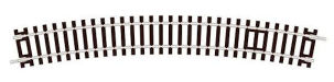 ST-235 Standard Curve, 4th Radius Item # ST-235. PECO SETRACK OO/HO CODE 100 STANDARD CURVE, 4TH RADIUS. PECO Setrack 00 Gauge Code 100 - Unit trackage System. The high quality rigid unit trackage system suitable for all popular brands of 00 gauge model trains.
Being fully compatible with the Code 100 PECO Streamline range, it need never be discarded as your layout develops. The solid nickel silver rails are integrally moulded into the sleeper bases for maximum realism and strength. Turnouts are fitted with an over-centre spring for immediate use, no extra levers necessary.
Technical Specification:
Frog Angle: 22.5 Degrees
Radius: 571.5mm.