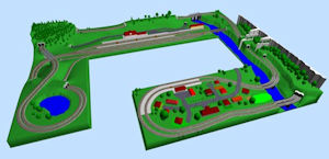 Image of model railroad layouts designed with Scarm Simple Computer Aided Railway Modeller. Download the software for easy and precise design of model train layouts and railroading track plans with SCARM (Simple Computer Aided Railway Modeller).
With SCARM (Simple Computer Aided Railway Modeller) Download the Software you can easily create the layout of your dreams. Just download the setup package, install it and start editing your first track plan.