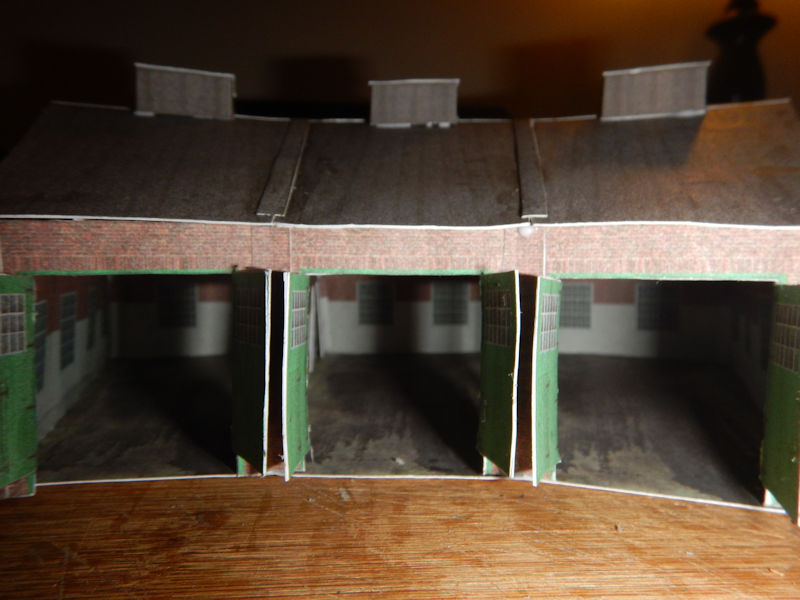 Building your own Free Printable N Scale 3 Bay Model Train Set Roundhouse for your model railroad. Free printable train set structures N Scale 3 Bay Mode Roundhouse. Print your own N Scale 3 Bay Model Train Set Roundhouse with a free PDF file download molding enjoyment.