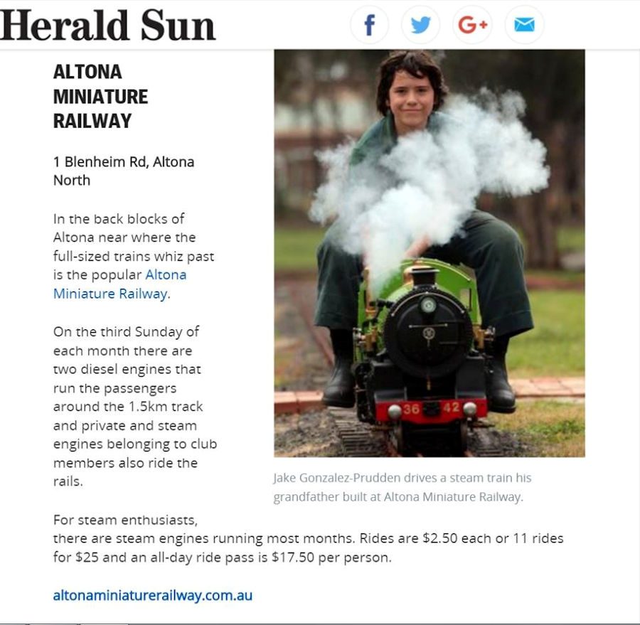 The Altona Miniature Railway (AMR) is a hobby club run by members that provide miniature train rides on scaled steam and diesel engines (5″ and 7 1/4″ gauge), over our 1.5 km length track in Altona Australia. Membership with Altona Miniature Railway is available to anyone who is interested in trains, scale model railroading, engineering, gardening or being involved in the local community. Altona Miniature Railway is a family friendly club that welcomes new members and their families. 