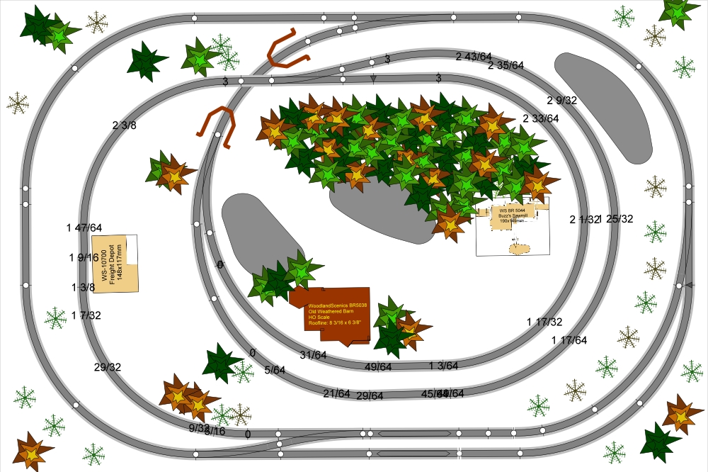 HO Scale 6x4 Train Set Layout 1 Track Elevation locations to build your model train set. See all the 6x4 HO scale model train sets layouts krafttrains.com can offer you. Build your dream 6x4 HO scale model railroad that you always you wanted. So start with KraftTrains.com and see how to start building your own 6x4 HO scale train set layout 1.