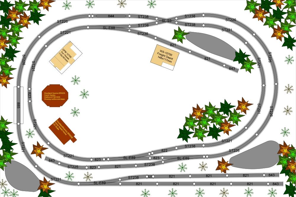 HO Scale 6x4 Model Train Set layouts for Model Railroaders.